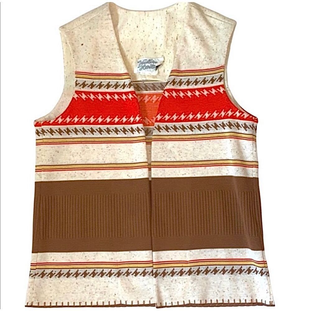 60s Vintage Vest Western Heritage Polyester Vest Size Medium